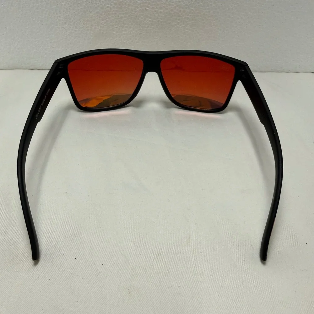 ZKY Sunglasses Mens OS Black Orange ZKGDV207 Flat Top Sport Carbon Fiber Pattern